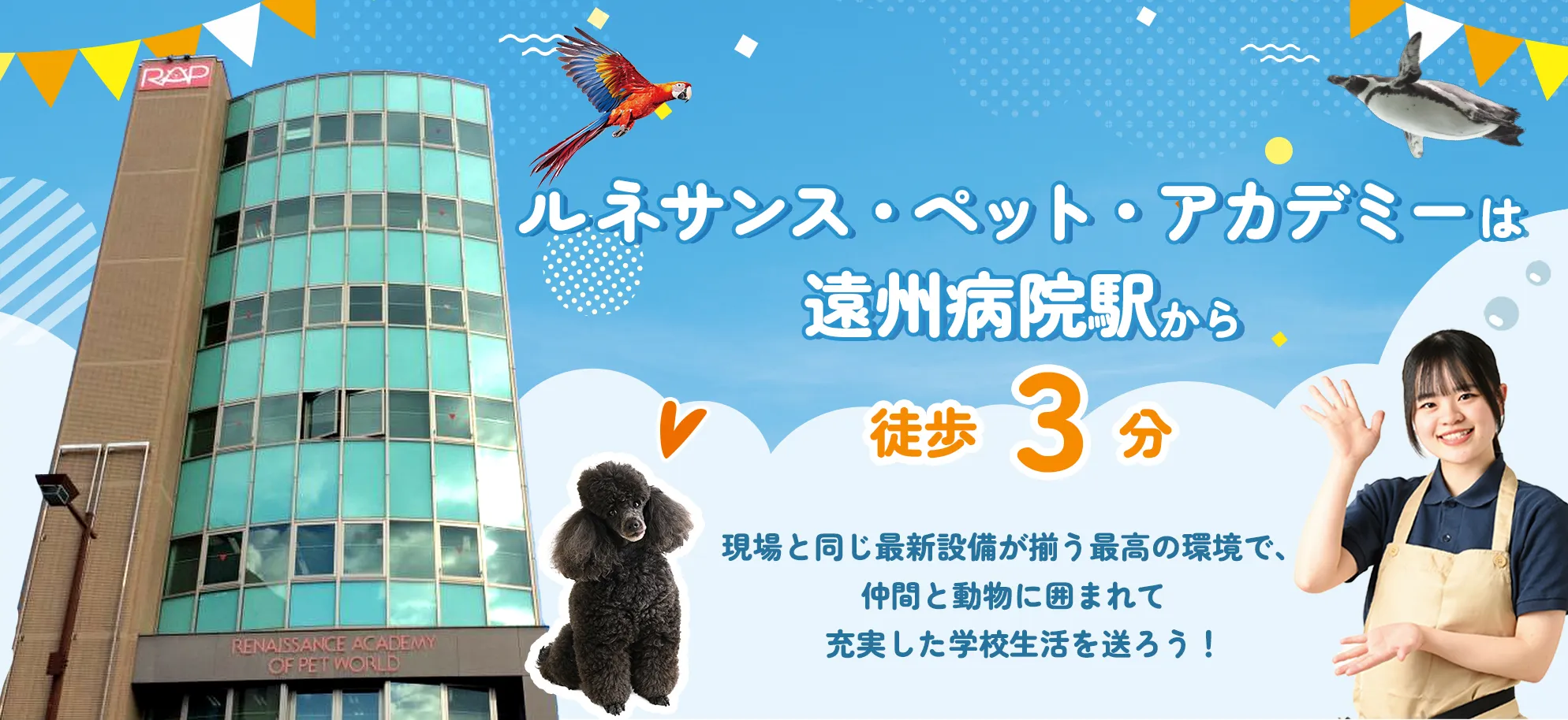 ルネサンス・ペット・アカデミーは遠州病院駅から徒歩3分