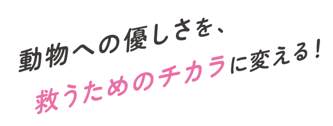 動物への優しさを、救うためのチカラに変える！